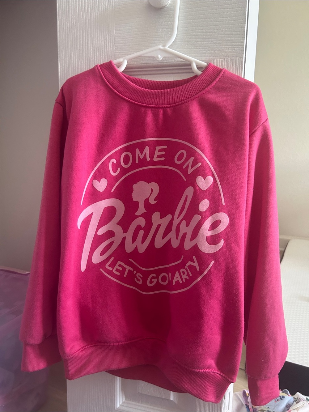 Barbie Hot Pink Logo Crewneck Sweatshirt